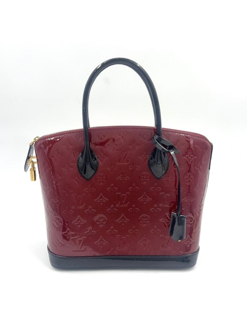 Louis Vuitton PM Monogram Vernis Griyot Patent Black Bordeaux Handbag Gold